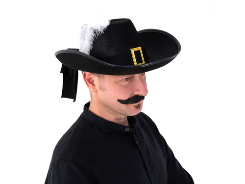 Kapelusz Muszkieter z białym piórem - 1 szt.