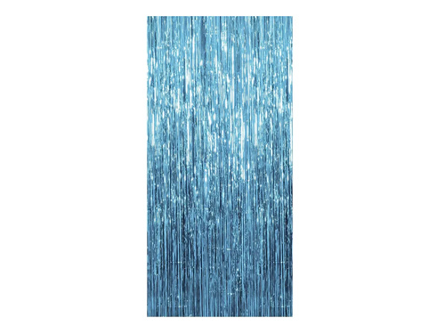 Kurtyna - zasłona na drzwi błękitna metaliczna - 100 x 200 cm