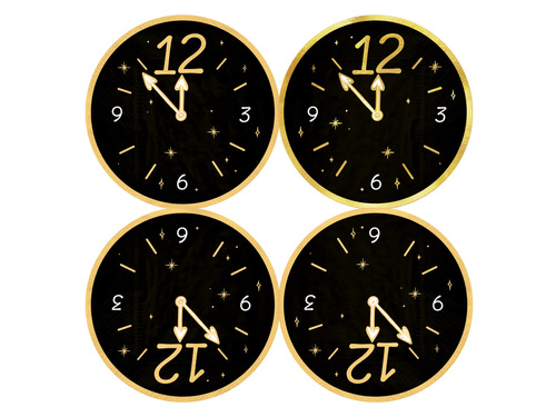 Serwetki sylwestrowe Zegar Happy New Year czarne - 33 cm - 10 szt.