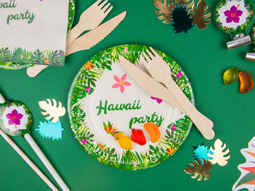 Talerzyki papierowe Hawaii Party - 18 cm - 6 szt.
