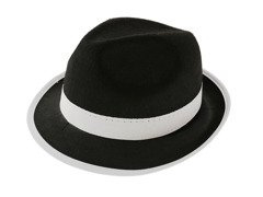 Kapelusz gangstera MICHAEL JACKSON czarny z białą lamówką - 1 szt.