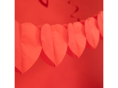 Girlanda papierowa Serca czerwone - 200 cm - 1 szt.