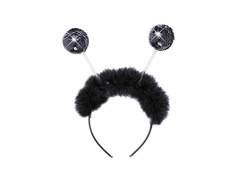 Opaska na głowę z czarnymi cekinami i futerkiem