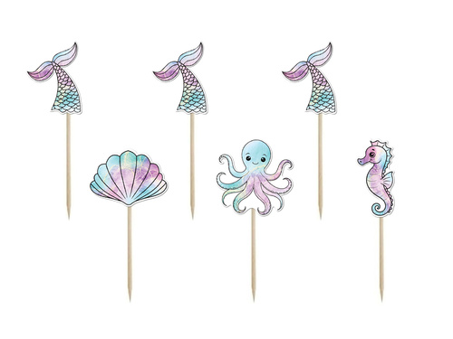 Pikery na tort Syrenka - 6 szt.