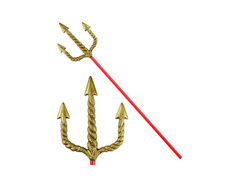 Złote spiralne widły z czerwonym trzonkiem - 120 cm