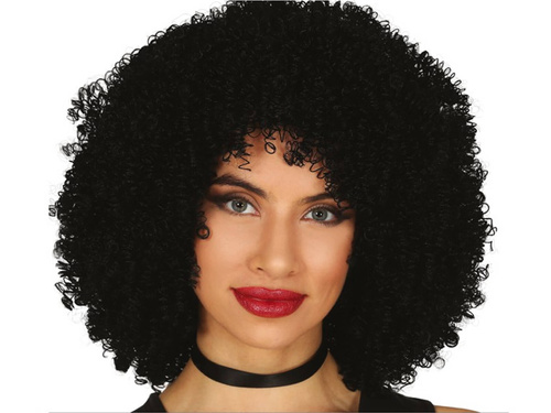 Peruka z czarnymi kręconymi włosami - 1 szt.