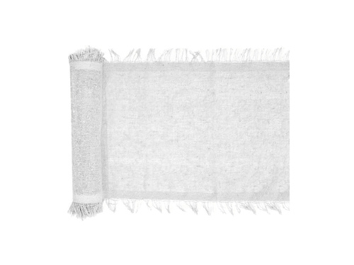 Dekoracja bieżnik na stół z frędzlami - biały - 26 cm x 3 m - 1 szt.