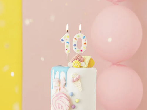 Świeczka cyferka zero Konfetti - 0 - 1 szt.