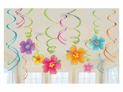 Dekoracja wisząca świderki Hawaje - 61 cm - 12 szt.