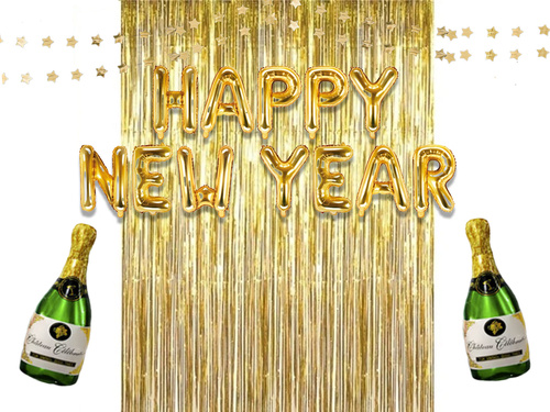 Zestaw Dekoracji na Sylwestra - złoty - 16 szt.