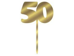 Topper z lustrzanej pleksi złoty na tort 50 - 12 cm