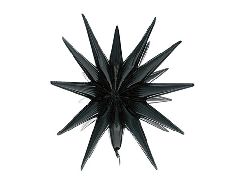 Balon foliowy Gwiazda czarna matowa 3D - 50 x 46 cm - 1 szt.