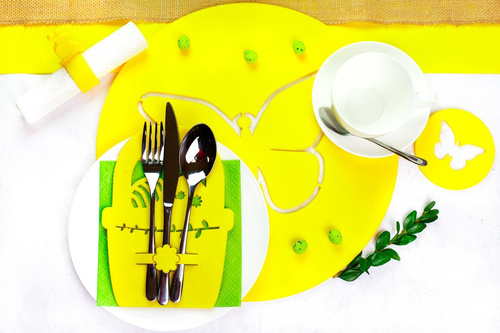 Etui na sztućce z miękkiego filcu - Koszyczek Wielkanocny - 2 szt.