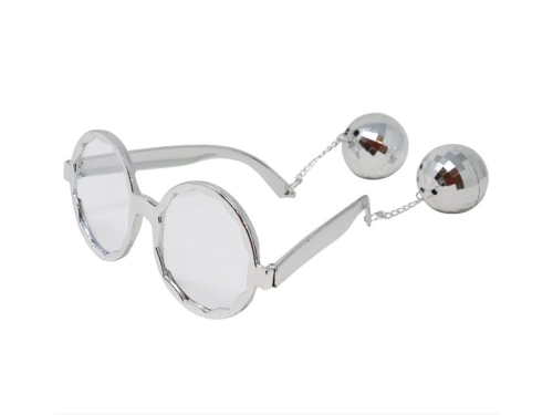 Okulary srebrne z mini kulami dyskotekowymi - 1 szt.