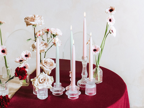 Świeca stożkowa matowa nude - 24 cm - 10 szt.