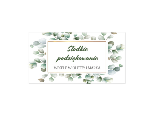 Naklejki personalizowane na pudełka na ciasto z eukaliptusem - 30 szt.