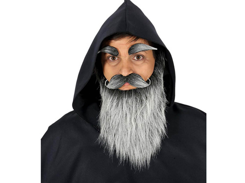 Długa siwa broda z brwiami - 1 szt.