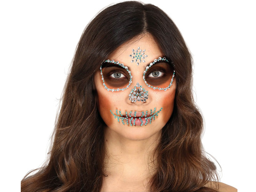 Samoprzylepne klejnociki na twarz Czaszka zielone