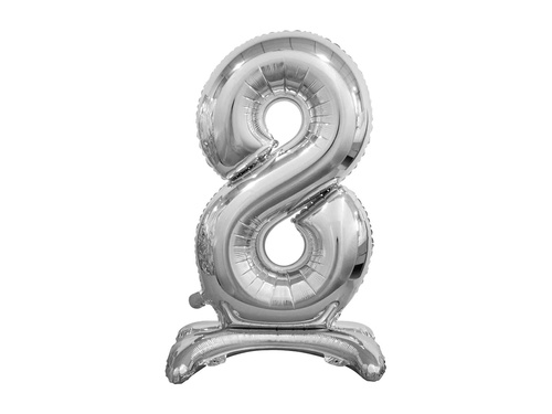 Balon foliowy stojący cyfra 8 srebrna - 74 cm