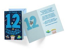 Kartka urodzinowa z kopertą na dwunaste urodziny Kosmos - 1 szt.