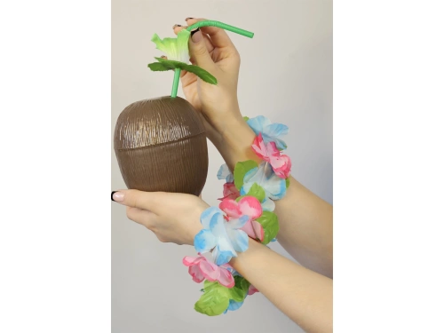 Zestaw hawajski niebiesko-różowy - 4 elementowy