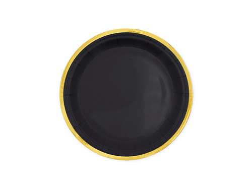 Talerzyki papierowe czarne ze złotym brzegiem - 18 cm - 6 szt.