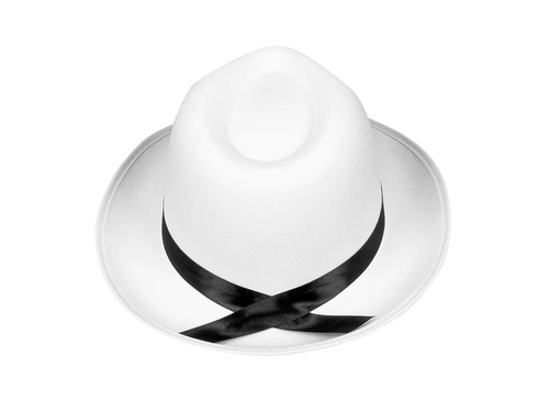 Kapelusz Gangstera biały z czarną lamówką - 1 szt.