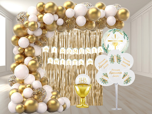 Zestaw dekoracji na Komunię Świętą - 133 szt.