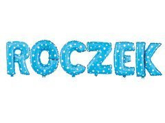 Zestaw balonów foliowych "Roczek" niebieski w gwiazdki - 40 cm