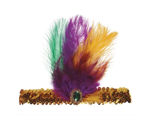 Opaska z piórkami Retro złota - 1 szt.