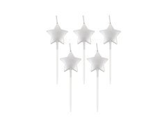 Świeczki pikery Gwiazdki srebrne - 5 szt.