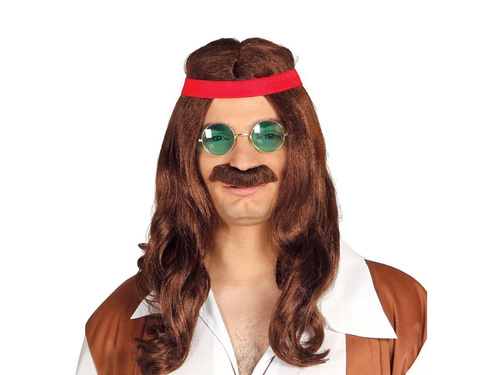 Peruka z wąsami Hippis