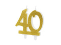 Świeczka na 40-tke ze złotym brokatem - 1 szt.