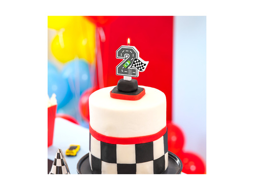 Świeczka cyferka Wyścigówki - 2 - 7 cm - 1 szt.