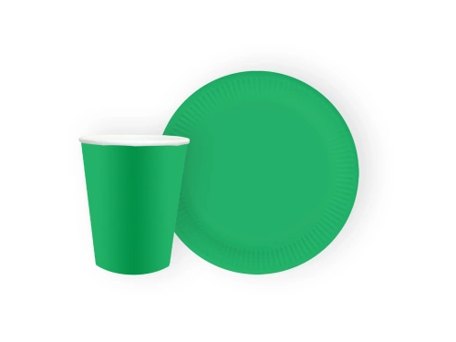 Zestaw kubeczki + talerzyki papierowe zielone - 24 szt.