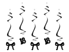 Dekoracja wisząca świderki na osiemnastkę kokardki - 5 szt.