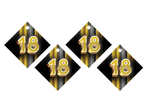 Zawieszki na butelki z wstążeczką na osiemnaste urodziny - 12 szt.