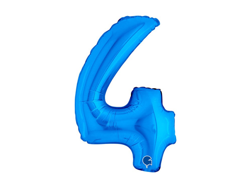 Balon foliowy cyfra 4 niebieski - 14" - 1 szt.