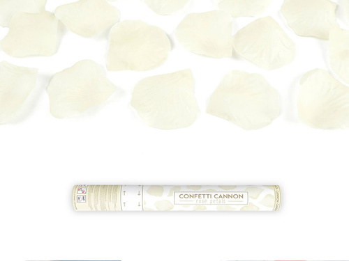 Tuba strzelająca, kremowe sztuczne płatki róż, 40 cm, 1 szt.