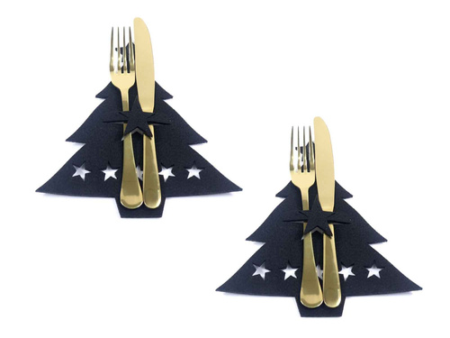 Etui na sztućce ze sztywnego filcu - Choinka - 2 szt.