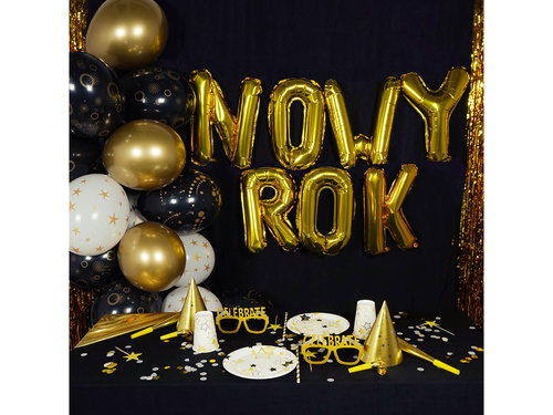 Balony lateksowe ze złotym nadrukiem - 25 cm - 6 szt.