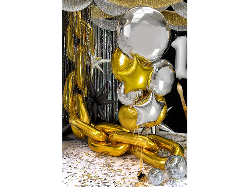 Balon foliowy okrągły srebny - 35 cm - 1 szt.