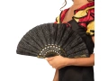 Wachlarz czarny ze złotymi zdobieniami - 1 szt.
