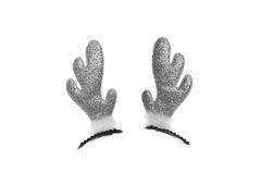 Spinki brokatowe Rogi Renifera srebrne - 2 szt.