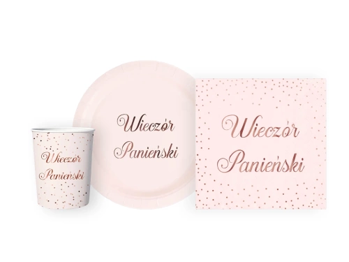 Zestaw kubeczki + serwetki + talerzyki papierowe na Wieczór panieński - 22 szt.