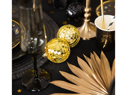 Kule dyskotekowe złote i czarne lustrzane - 7 cm - 6 szt.