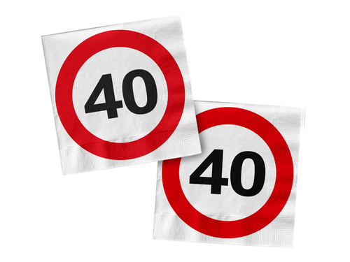 Serwetki Znak zakazu 40tka - 33 cm - 20 szt.