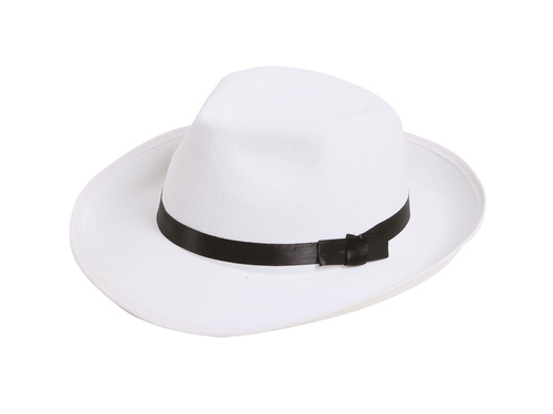 Kapelusz gangstera biały z czarną lamówką - 1 szt.