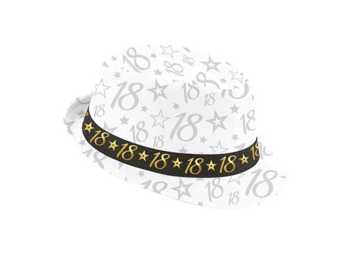 Biały kapelusz na 18 urodziny - 1 szt.