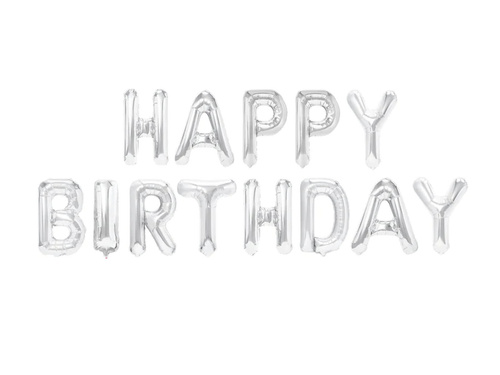Balon foliowy Happy Birthday - srebrny